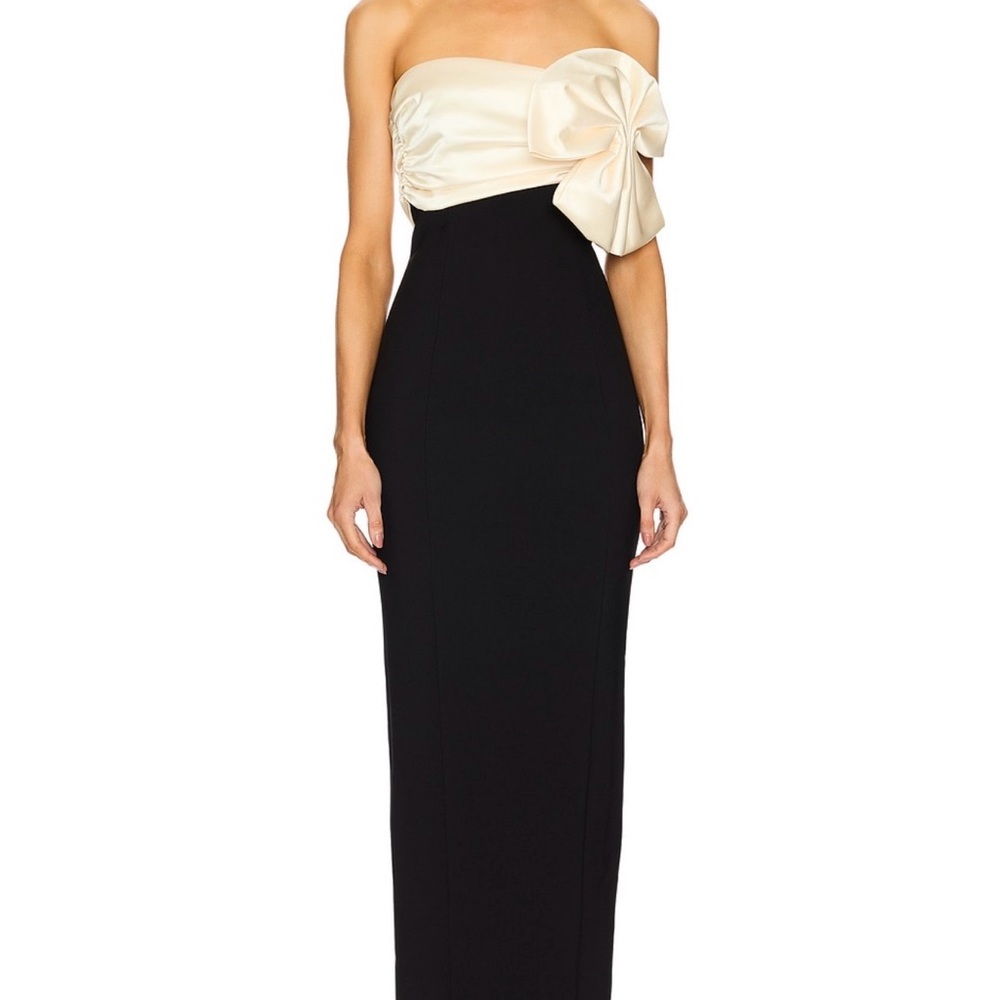 Ronny Kobo Collection Strapless Black and Cream Gown